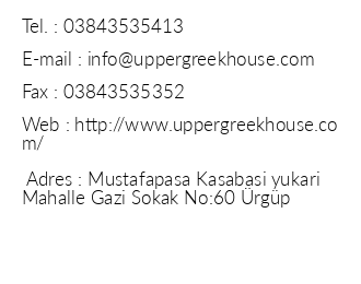 Upper Greek House iletiim bilgileri